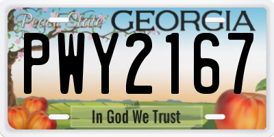 GA license plate PWY2167
