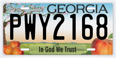 GA license plate PWY2168