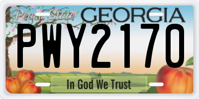 GA license plate PWY2170