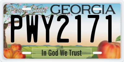 GA license plate PWY2171
