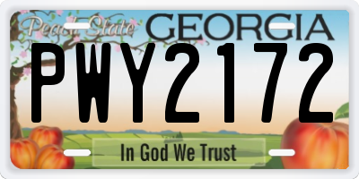 GA license plate PWY2172