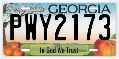 GA license plate PWY2173