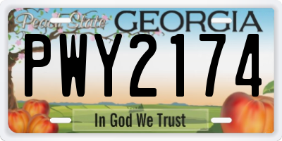 GA license plate PWY2174