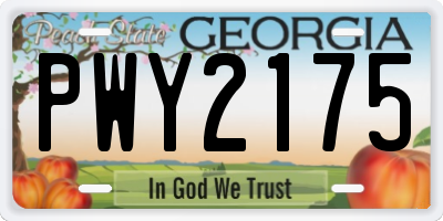 GA license plate PWY2175