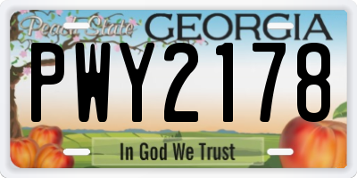 GA license plate PWY2178