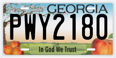 GA license plate PWY2180