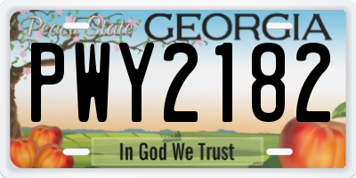 GA license plate PWY2182
