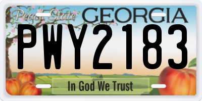 GA license plate PWY2183