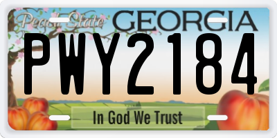 GA license plate PWY2184