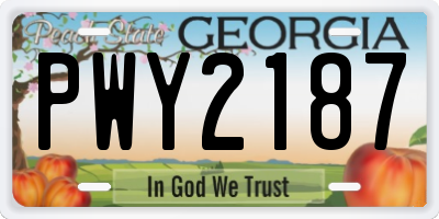GA license plate PWY2187