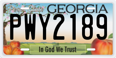 GA license plate PWY2189