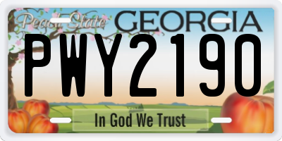 GA license plate PWY2190