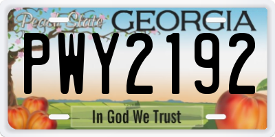 GA license plate PWY2192