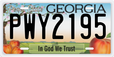 GA license plate PWY2195