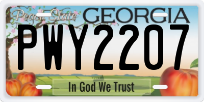 GA license plate PWY2207