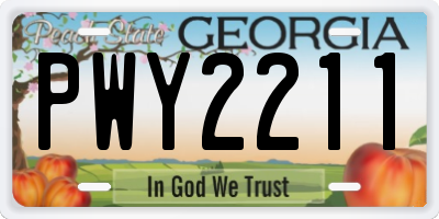 GA license plate PWY2211