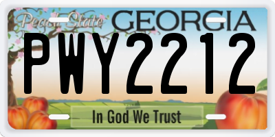 GA license plate PWY2212