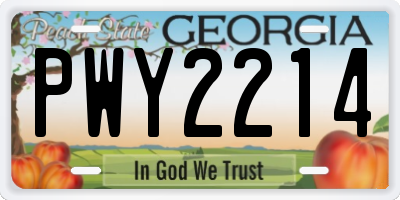 GA license plate PWY2214