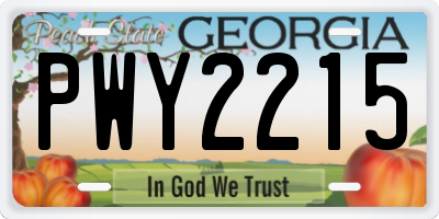 GA license plate PWY2215