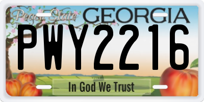 GA license plate PWY2216