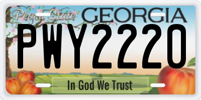 GA license plate PWY2220