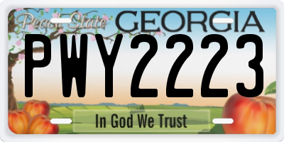 GA license plate PWY2223