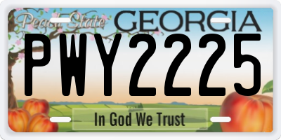 GA license plate PWY2225