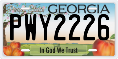 GA license plate PWY2226