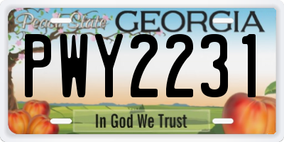 GA license plate PWY2231