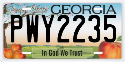 GA license plate PWY2235