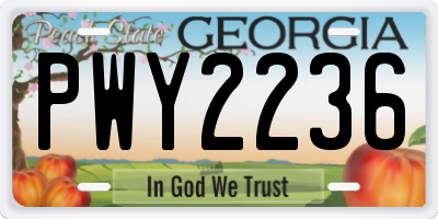 GA license plate PWY2236