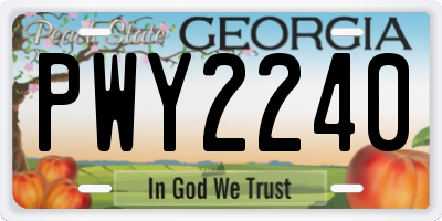 GA license plate PWY2240