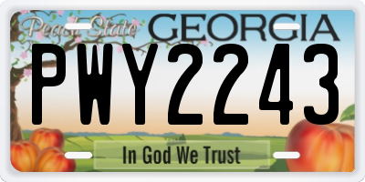 GA license plate PWY2243
