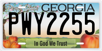 GA license plate PWY2255