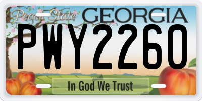 GA license plate PWY2260