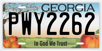 GA license plate PWY2262