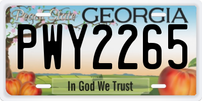 GA license plate PWY2265