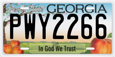 GA license plate PWY2266