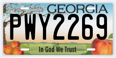 GA license plate PWY2269