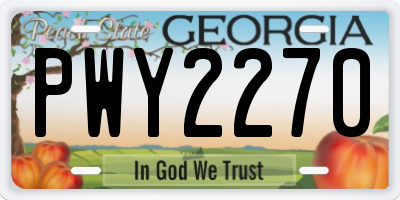 GA license plate PWY2270