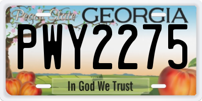 GA license plate PWY2275