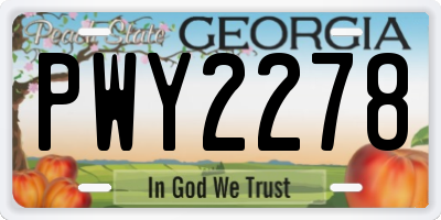 GA license plate PWY2278