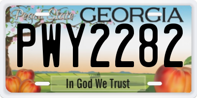 GA license plate PWY2282