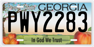 GA license plate PWY2283