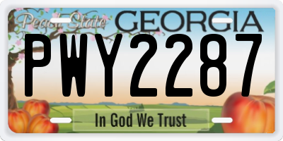 GA license plate PWY2287
