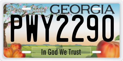 GA license plate PWY2290