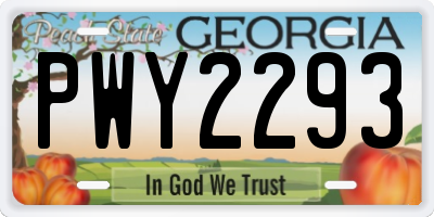 GA license plate PWY2293