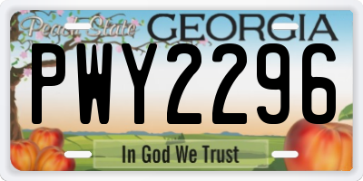 GA license plate PWY2296
