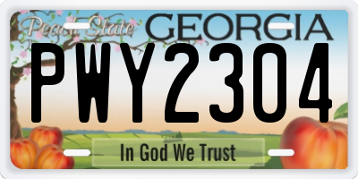 GA license plate PWY2304