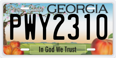 GA license plate PWY2310